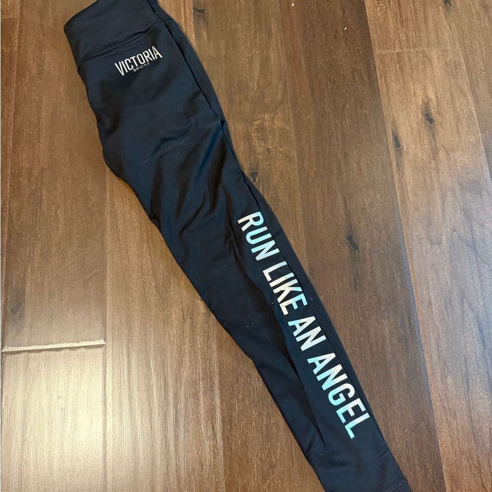 Victoria's Secret Black Leggings with Silver Text